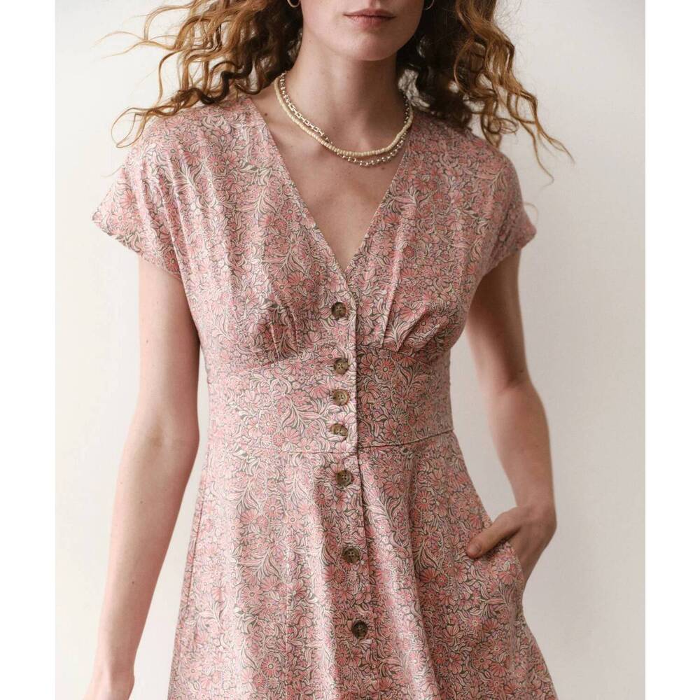 NEW MARINE LAYER camila mini dress in pink floral - Picture 3 of 7